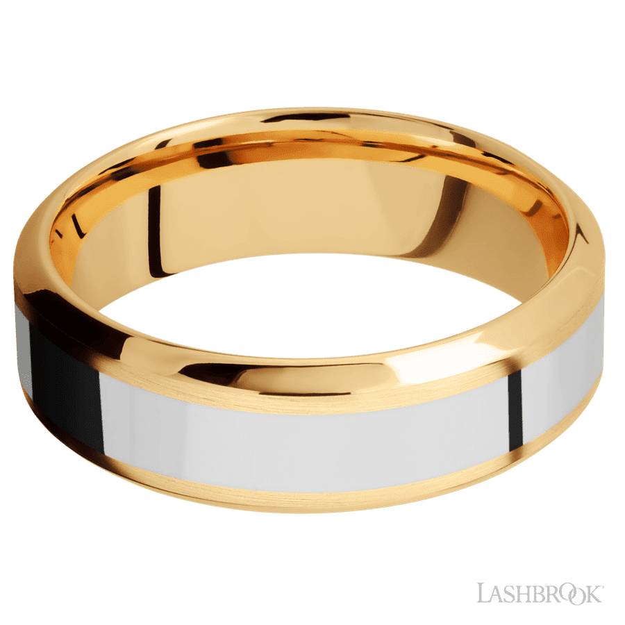7 mm wide High Bevel 14K Yellow Gold band