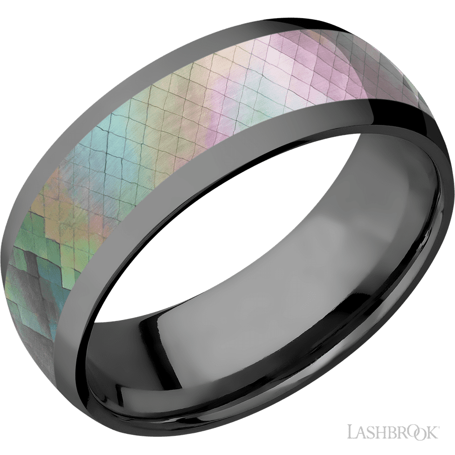 8 mm wide Domed Zirconium band