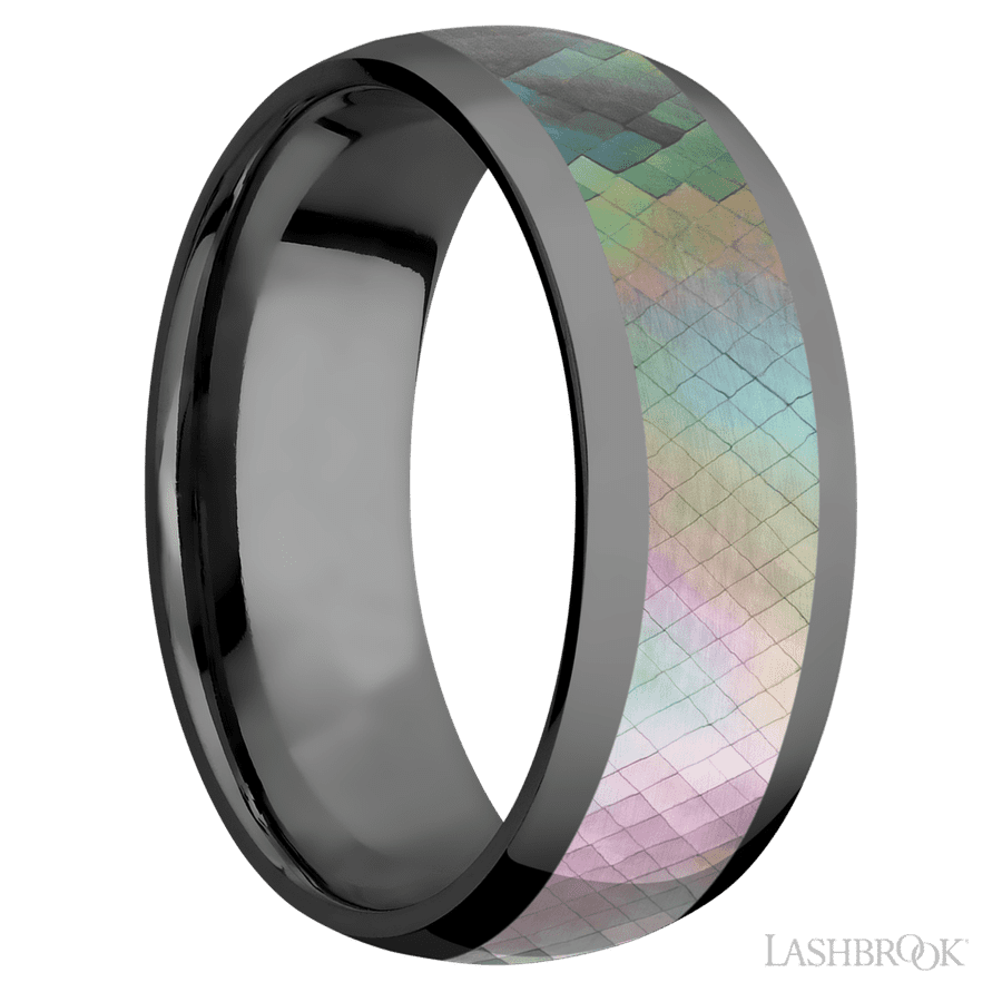 8 mm wide Domed Zirconium band