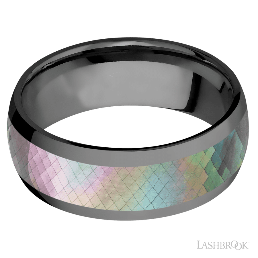 8 mm wide Domed Zirconium band