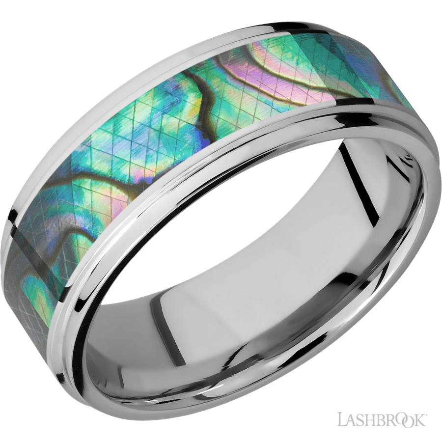 8 mm wide Flat Grooved Edges Cobalt Chrome band