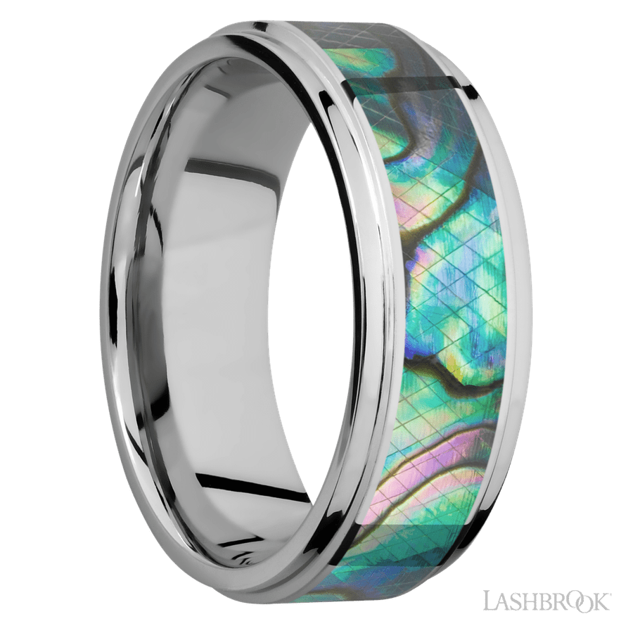 8 mm wide Flat Grooved Edges Cobalt Chrome band