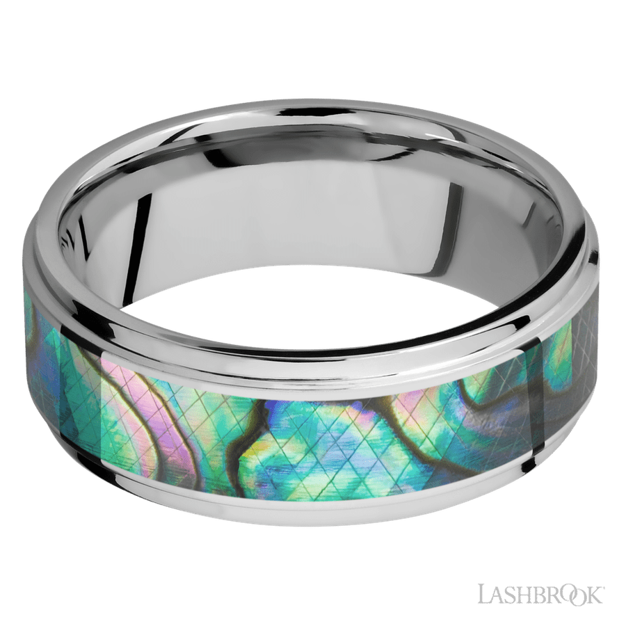 8 mm wide Flat Grooved Edges Cobalt Chrome band