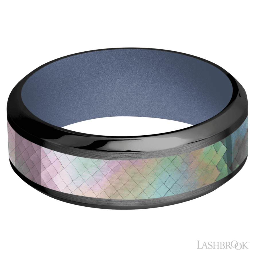 8 mm wide High Bevel Zirconium band