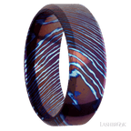 8 mm wide High Bevel Titanium Damascus band