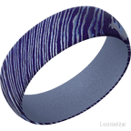 7 mm wide Domed Titanium Damascus band featuring a Crushed Orchid sleeve