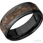 8 mm wide Flat Grooved Edges Zirconium band