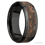 8 mm wide Flat Grooved Edges Zirconium band