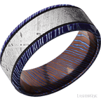 8 mm wide Beveled Titanium Damascus band