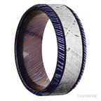 8 mm wide Beveled Titanium Damascus band
