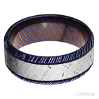 8 mm wide Beveled Titanium Damascus band