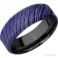 8 mm wide High Bevel Titanium Damascus band featuring a Zirconium sleeve
