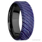 8 mm wide High Bevel Titanium Damascus band featuring a Zirconium sleeve