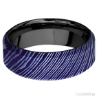 8 mm wide High Bevel Titanium Damascus band featuring a Zirconium sleeve