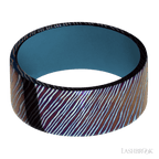 9 mm wide Flat Titanium Damascus band featuring a Royal Blue sleeve