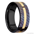 8 mm wide Flat Titanium Damascus band