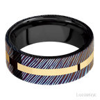 8 mm wide Flat Titanium Damascus band