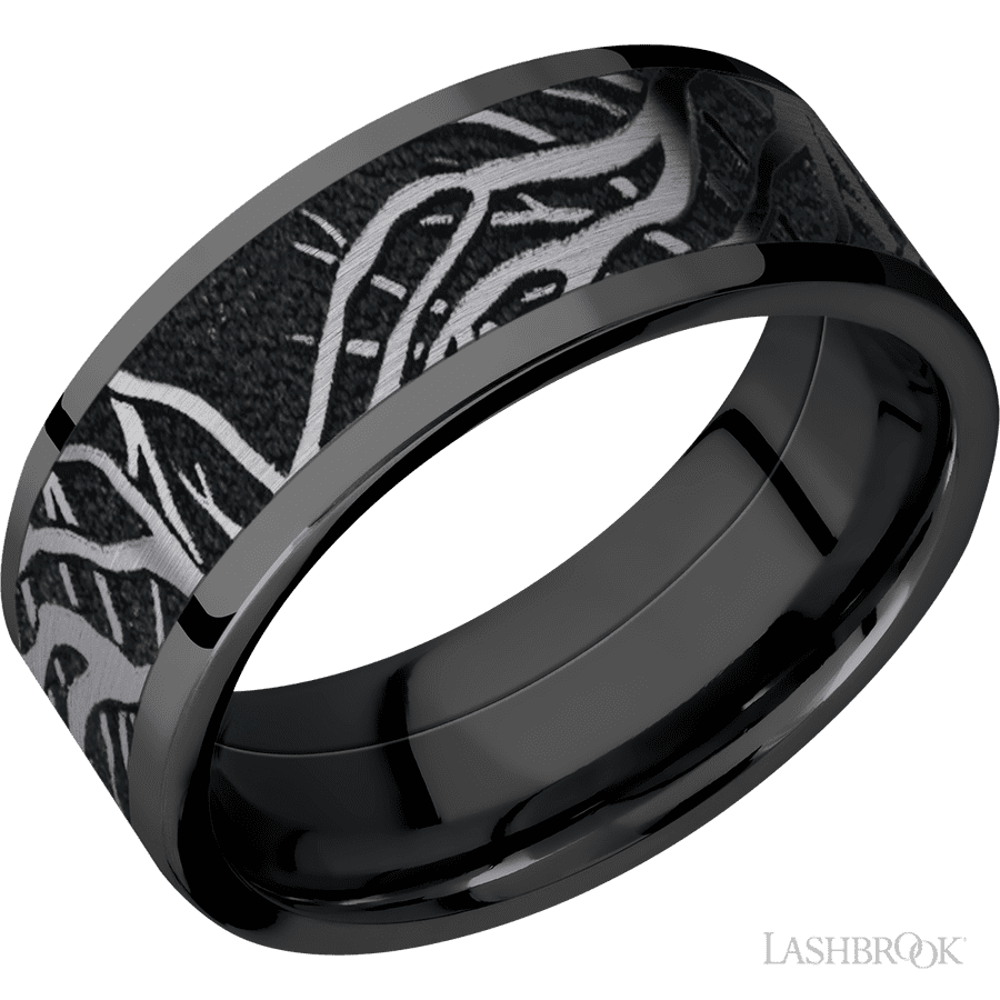 8 mm wide Flat Zirconium band