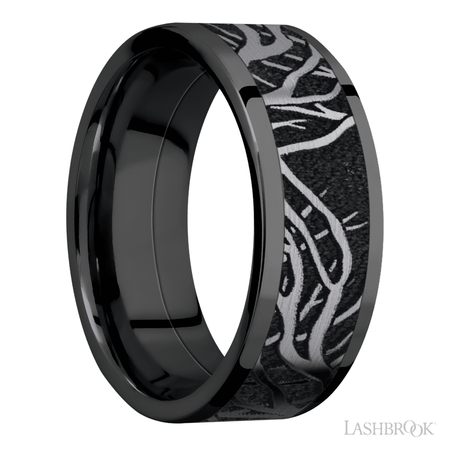 8 mm wide Flat Zirconium band
