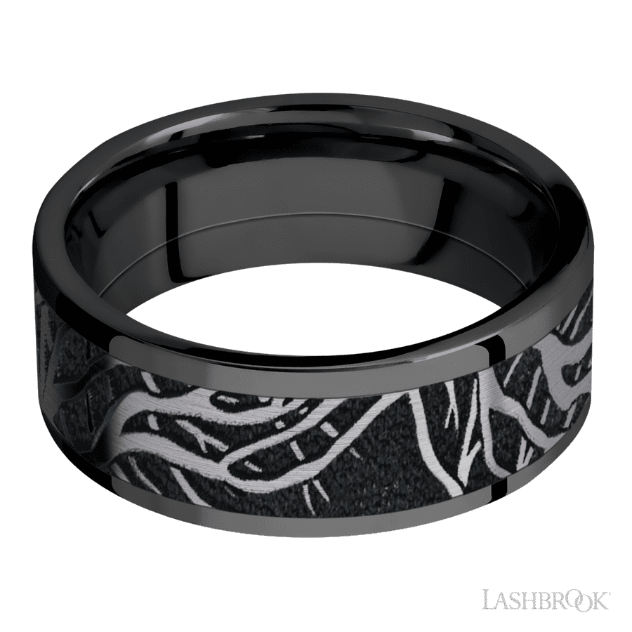 8 mm wide Flat Zirconium band