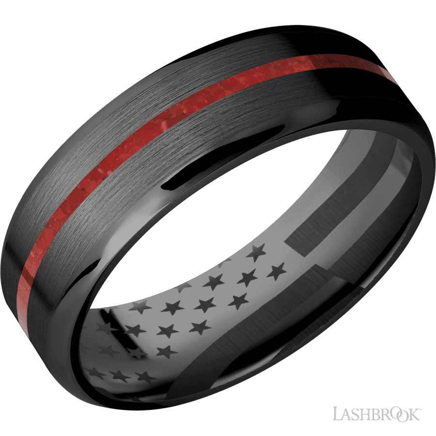 7 mm wide Beveled Zirconium band