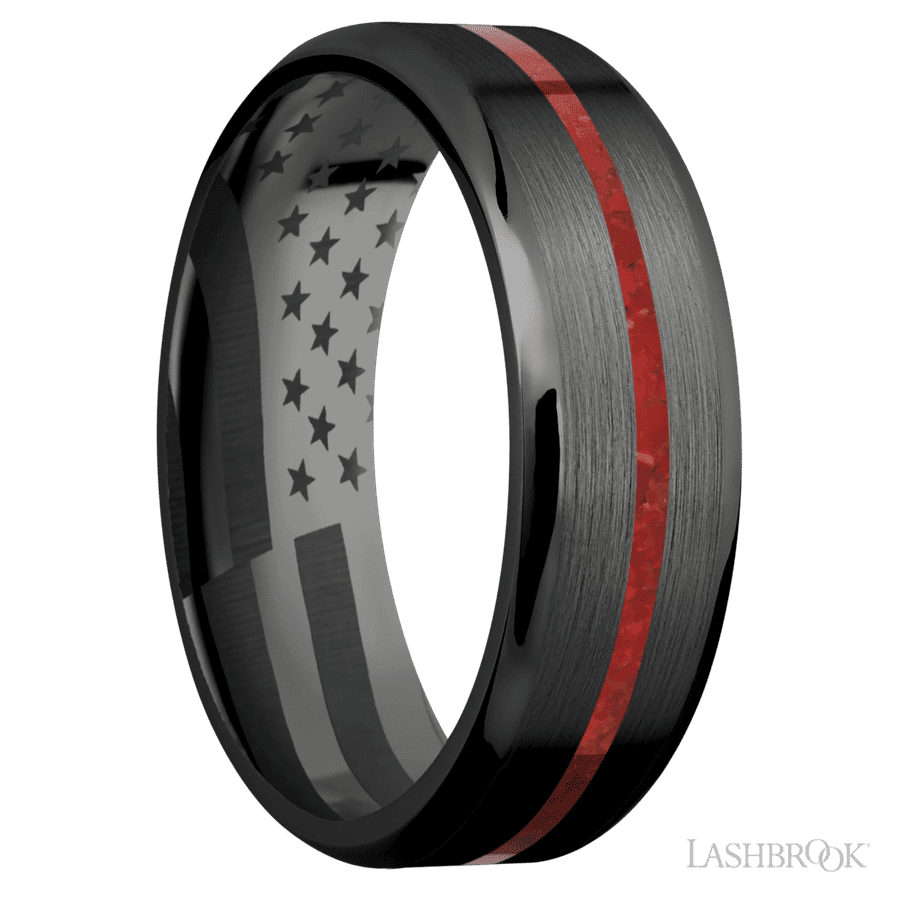 7 mm wide Beveled Zirconium band