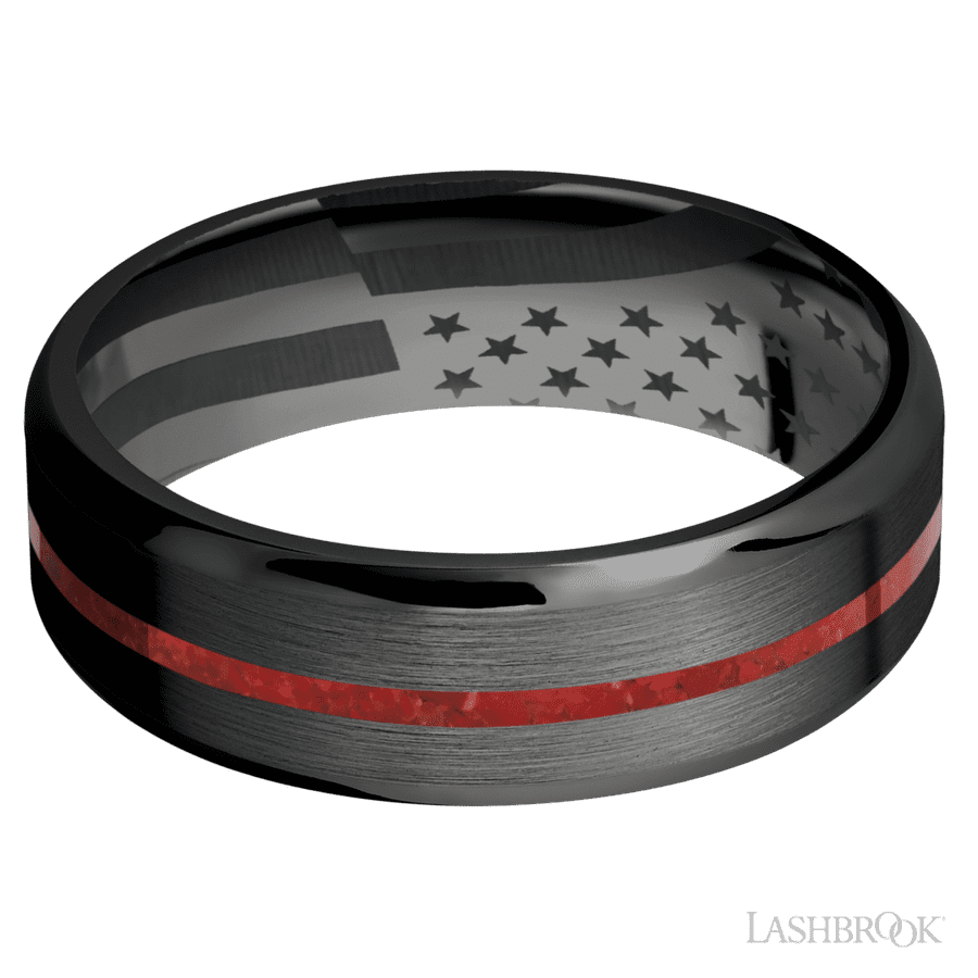 7 mm wide Beveled Zirconium band