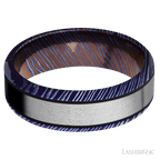 7 mm wide Beveled Titanium Damascus band