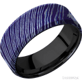 8 mm wide Beveled Titanium Damascus band featuring a Zirconium sleeve