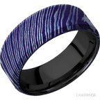 8 mm wide Beveled Titanium Damascus band featuring a Zirconium sleeve