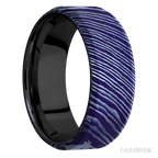 8 mm wide Beveled Titanium Damascus band featuring a Zirconium sleeve