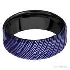 8 mm wide Beveled Titanium Damascus band featuring a Zirconium sleeve