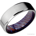 7 mm wide Beveled Cobalt Chrome band featuring a Titanium Damascus sleeve