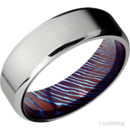 7 mm wide Beveled Cobalt Chrome band featuring a Titanium Damascus sleeve