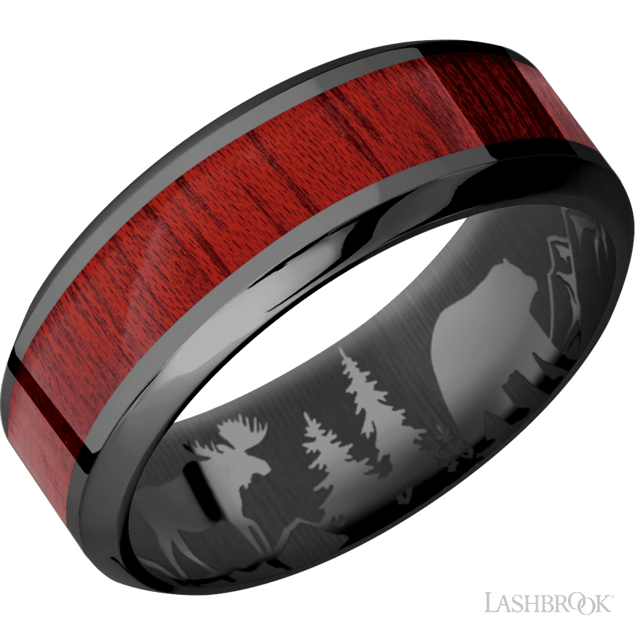 8 mm wide High Bevel Zirconium band