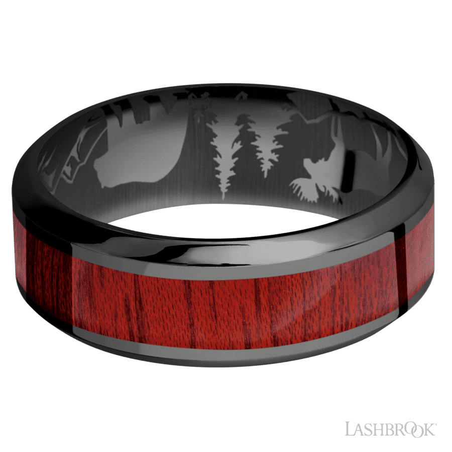8 mm wide High Bevel Zirconium band