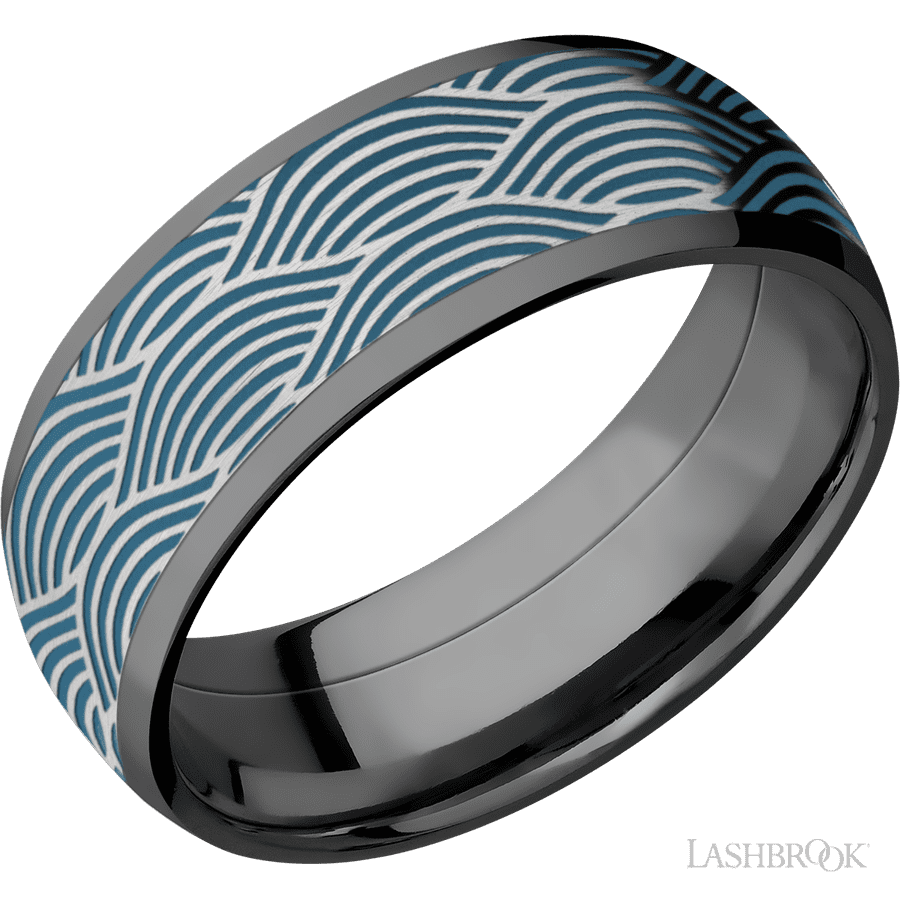 8 mm wide Domed Zirconium band