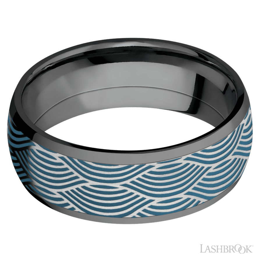 8 mm wide Domed Zirconium band