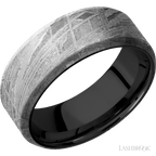 8 mm wide Beveled Meteorite band featuring a Zirconium sleeve