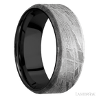8 mm wide Beveled Meteorite band featuring a Zirconium sleeve