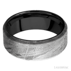 8 mm wide Beveled Meteorite band featuring a Zirconium sleeve