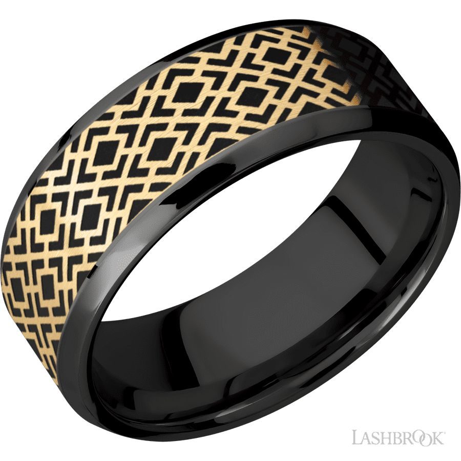 8 mm wide Beveled Zirconium band