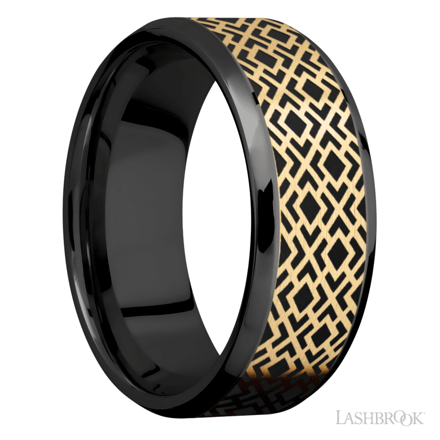 8 mm wide Beveled Zirconium band