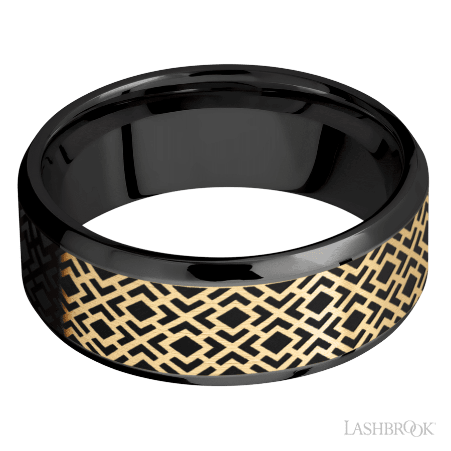 8 mm wide Beveled Zirconium band