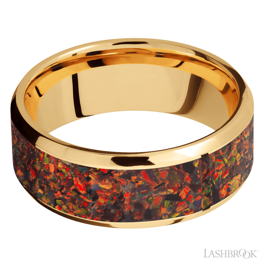 8 mm wide Beveled 14K Yellow Gold band