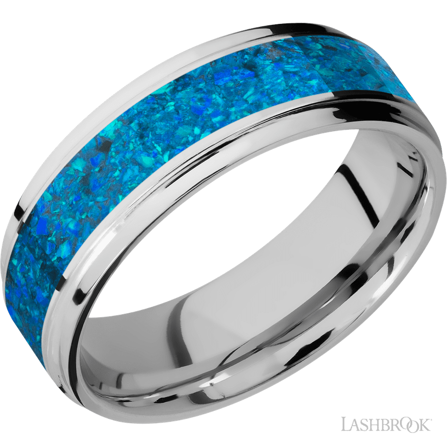 7 mm wide Flat Grooved Edges Cobalt Chrome band