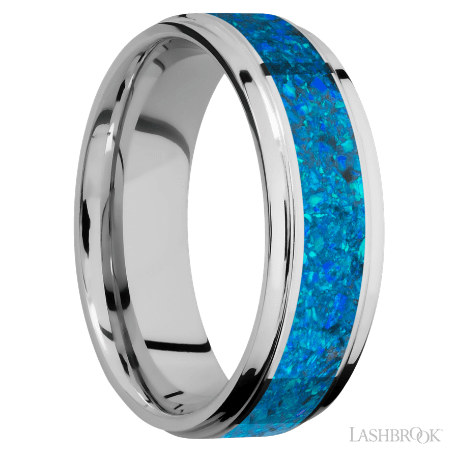 7 mm wide Flat Grooved Edges Cobalt Chrome band