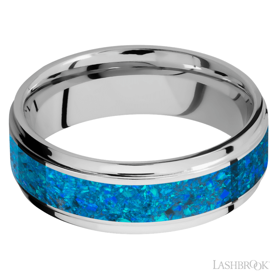 7 mm wide Flat Grooved Edges Cobalt Chrome band