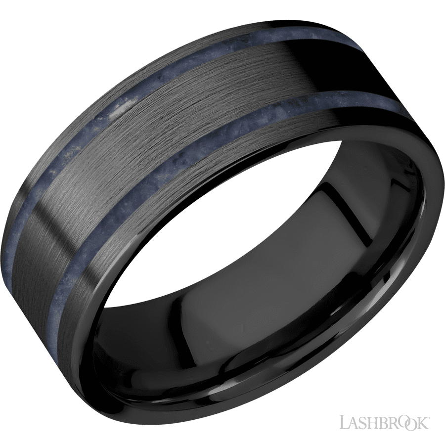 8 mm wide Flat Zirconium band