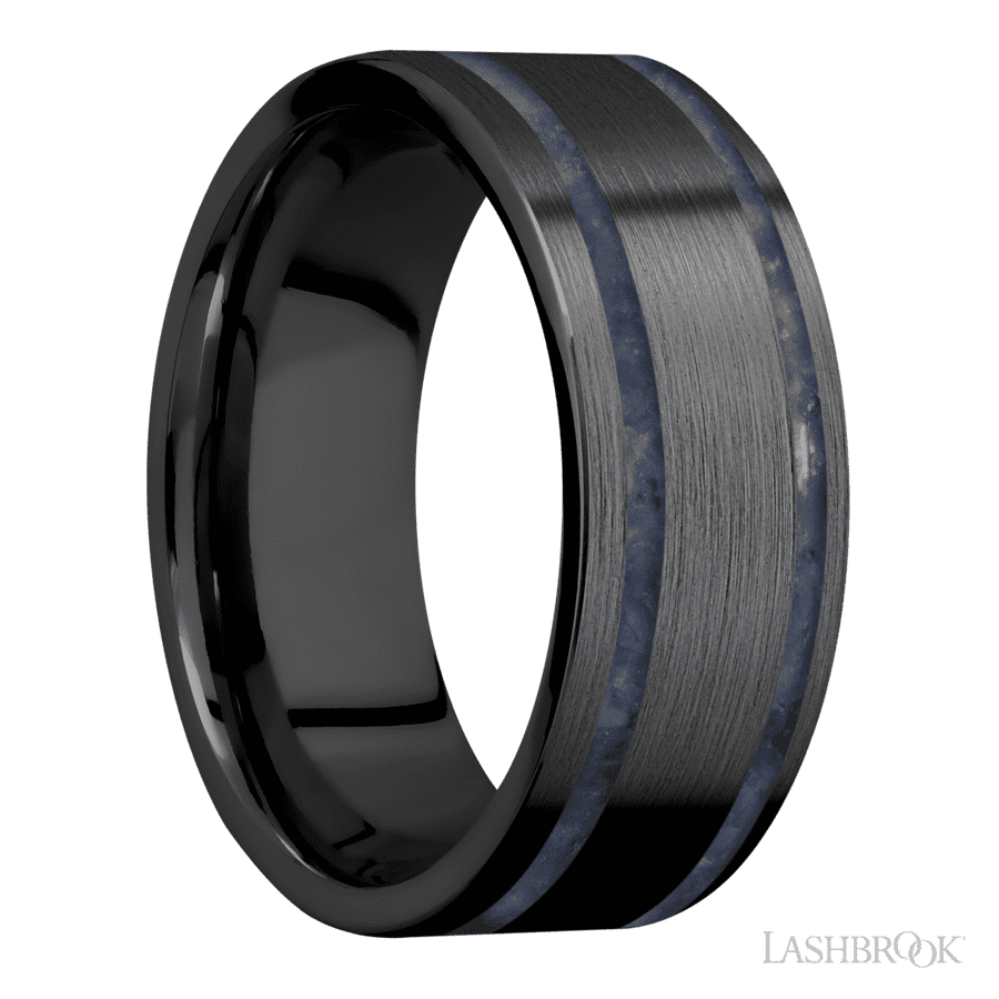 8 mm wide Flat Zirconium band